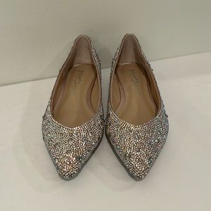 Blue by Betsey Johnson Glitter Flats in Metallic Silver
